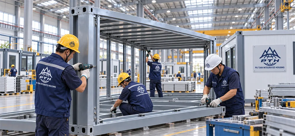 Frame assembly in the Putian modular housing workshop