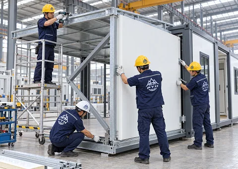 Production review in the Putian modular housing workshop