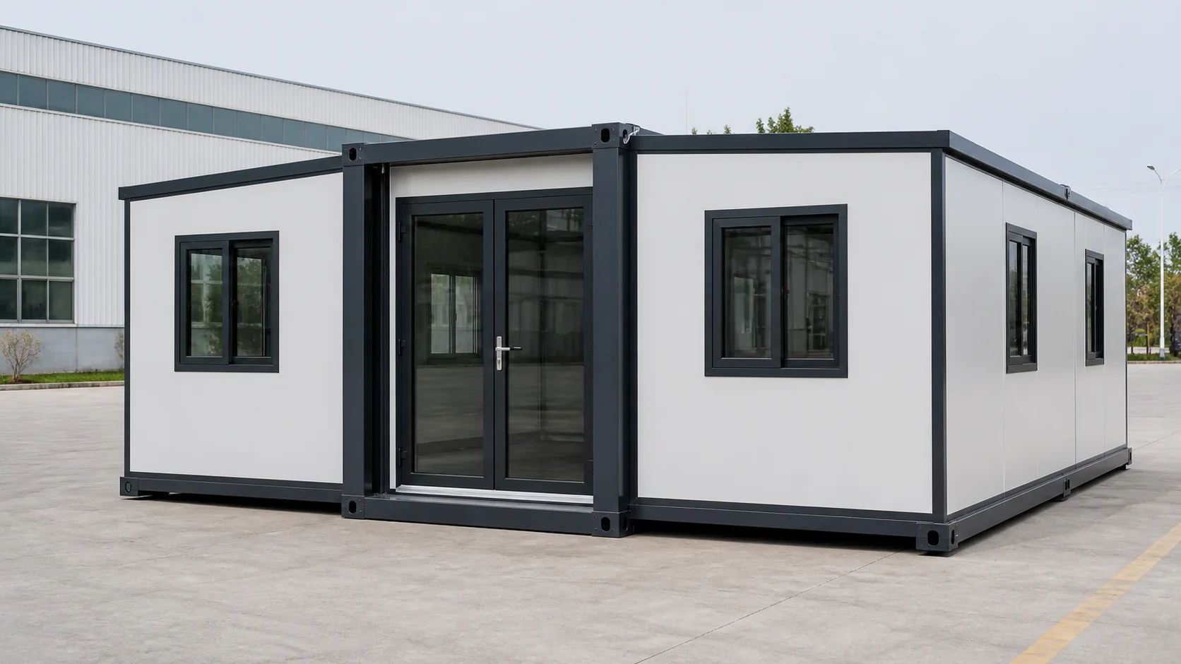 Double-wing expandable container house rendering