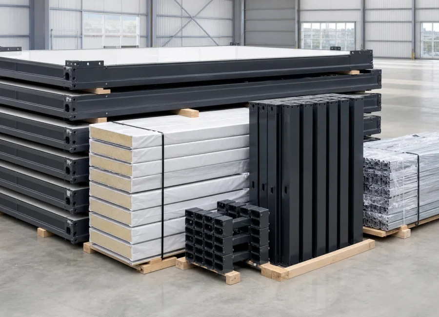 Container house systems prepared in different transport and assembly formats
