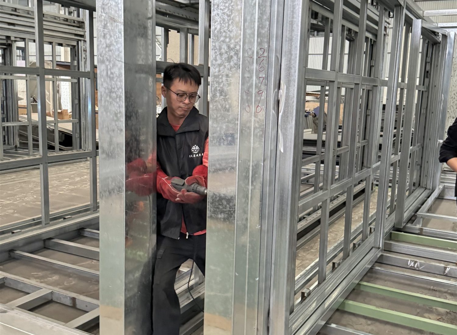 Modular building assembly inside the Putian manufacturing workshop