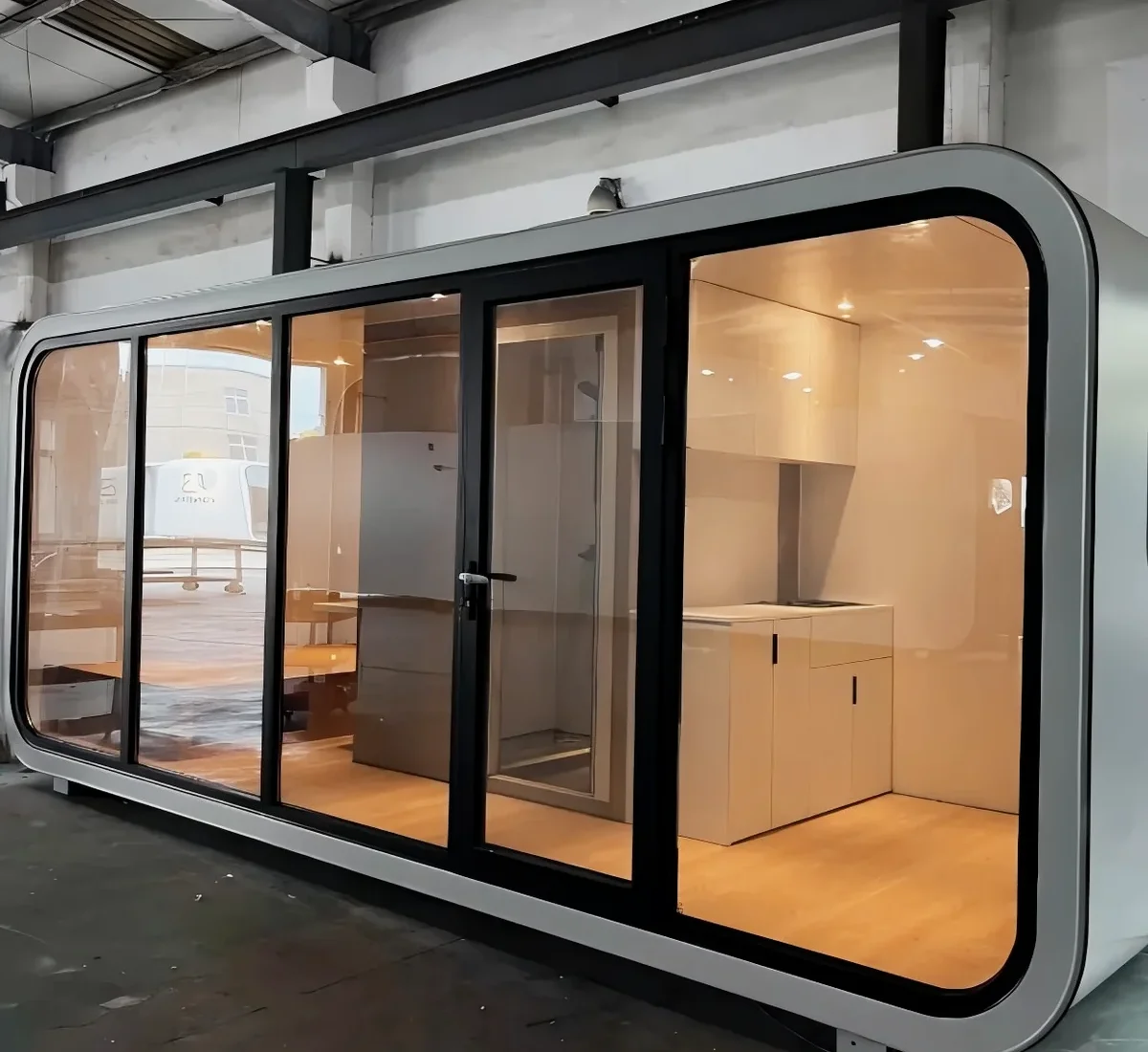 Aluminium-Clad Apple Cabin with Panoramic Glazing